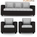 Buy Furnifix Elite 5 Seater 3+1+1 Sofa Set - Grey-Black - Furnifix