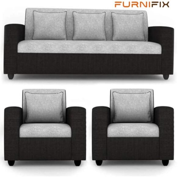 Buy Furnifix Elite 5 Seater 3+1+1 Sofa Set - Grey-Black - Furnifix