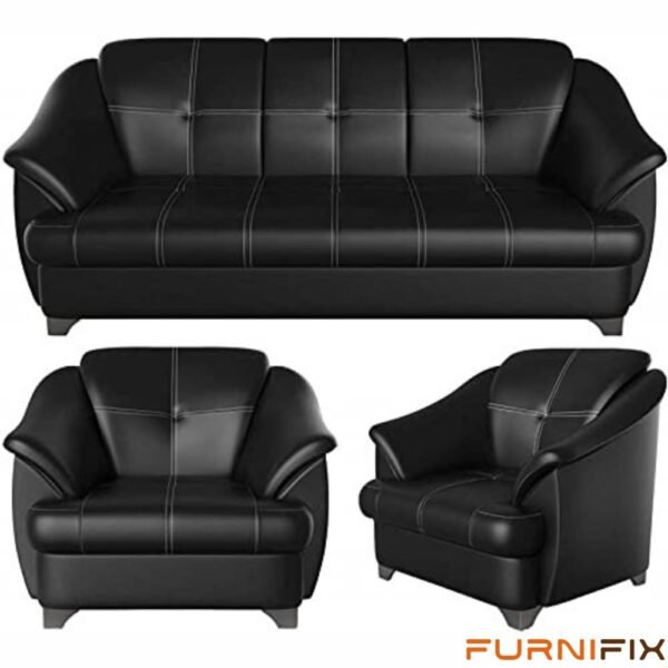 Buy Furnifix Cusion 5 Seater Sofa (3+1+1) - Black - Furnifix