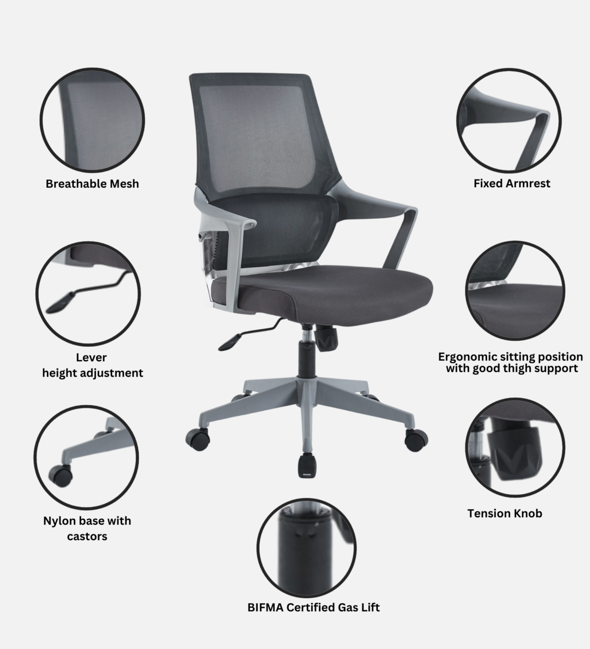 Buy Furnifix Luxury Office Chair Elegant E1 (Grey) - Furnifix