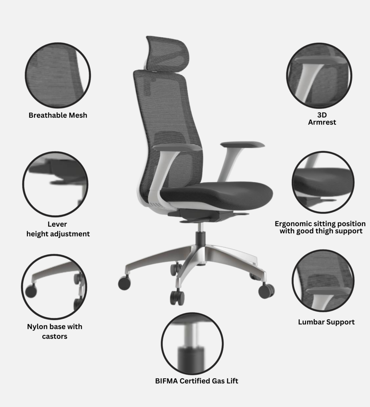 Buy Furnifix Luxury Office Chair Imperial L1 (Grey) - Furnifix