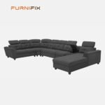 Buy Furnifix Edition C Shape Corner Sofa - Charcoal Grey - Furnifix
