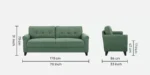 Buy Furnifix Harmony 3 Seater Sofa In Green Colour - Furnifix