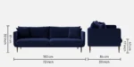 Buy Furnifix Noble 3 Seater Sofa - Navy Blue - Furnifix