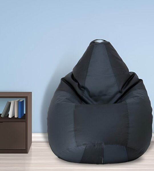 Buy Furnifix Cozy Black & Grey Bean Bag with Beans BB01 - Furnifix