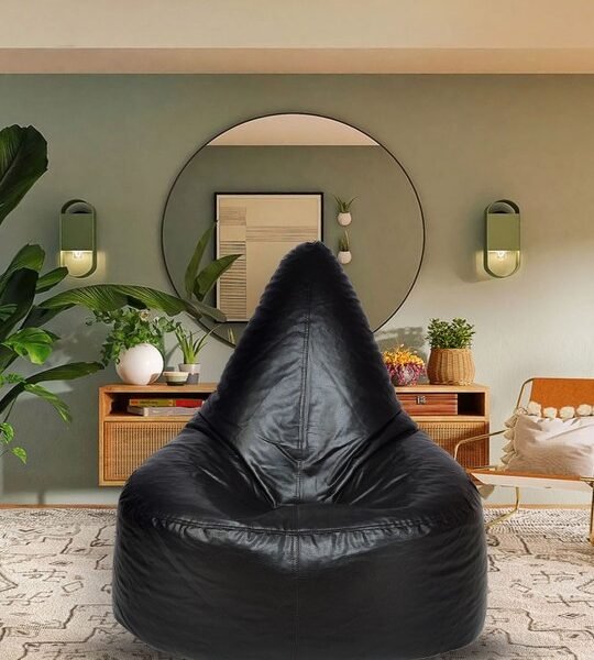 Buy Furnifix Chill Black Solid Bean Bag with Beans BB03 - Furnifix