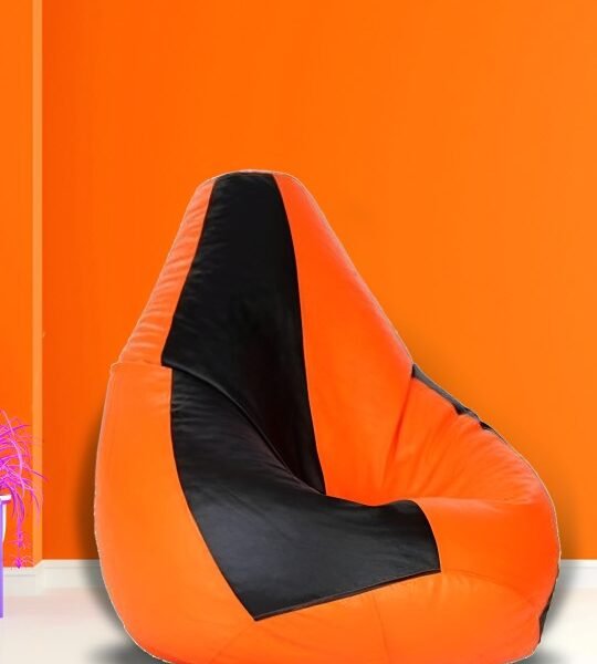 Buy Furnifix Chill Black & Orange Bean Bag with Beans BB02 - Furnifix