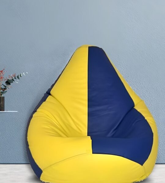 Buy Furnifix Plush Blue & Yellow Bean Bag with Beans BB04 - Furnifix