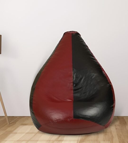 Buy Furnifix Plushy Black & Maroon Bean Bag with Beans BB12 - Furnifix